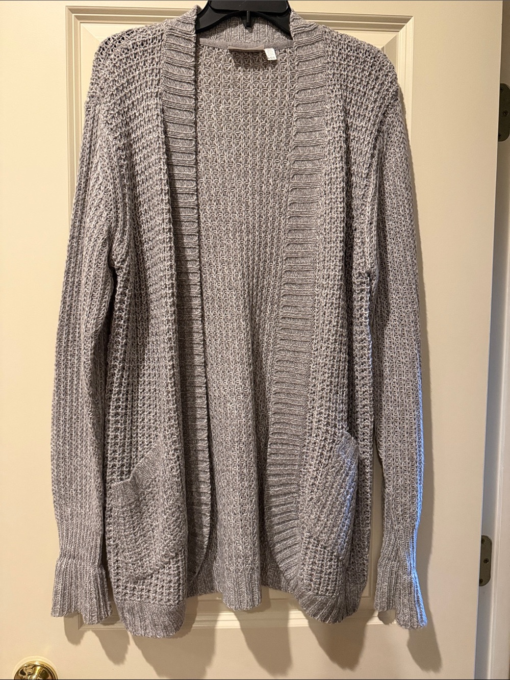 RD Style Light Gray Open-Front Knit Cardigan